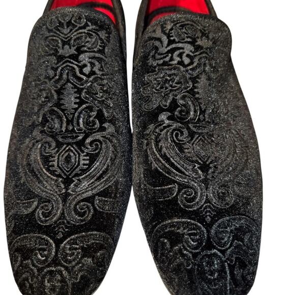 La Milano Broderick II Loafers Mens 12 Black Velvet Smoking Slippers Dress Shoes main image 10